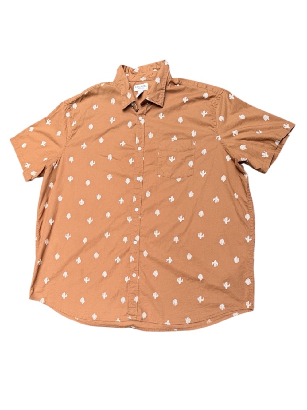 Arizona Jean Co Men's Cactus Print Short Sleeve Button Down Shirt Brown 2XL